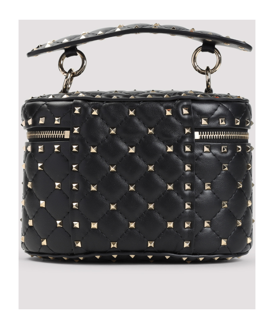 Valentino Garavani Black Quilted Leather Cylindrical Vanity Bag With Chain Women In Black