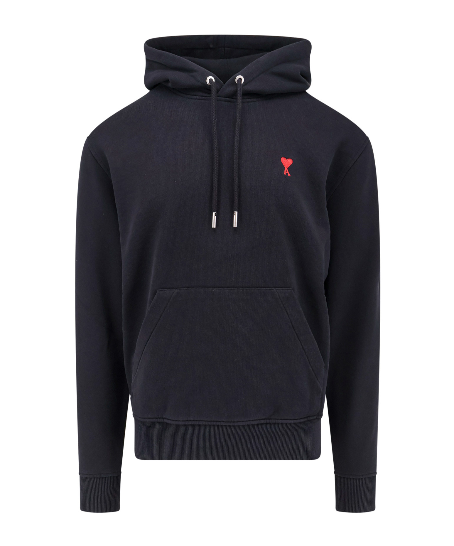 Ami Alexandre Mattiussi Hoodie Sweatshirt With Red Ami De Coeur Patch In Black
