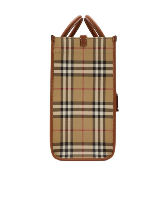 Burberry Printed Cotton Medium Freya Shopping Bag In Brown
