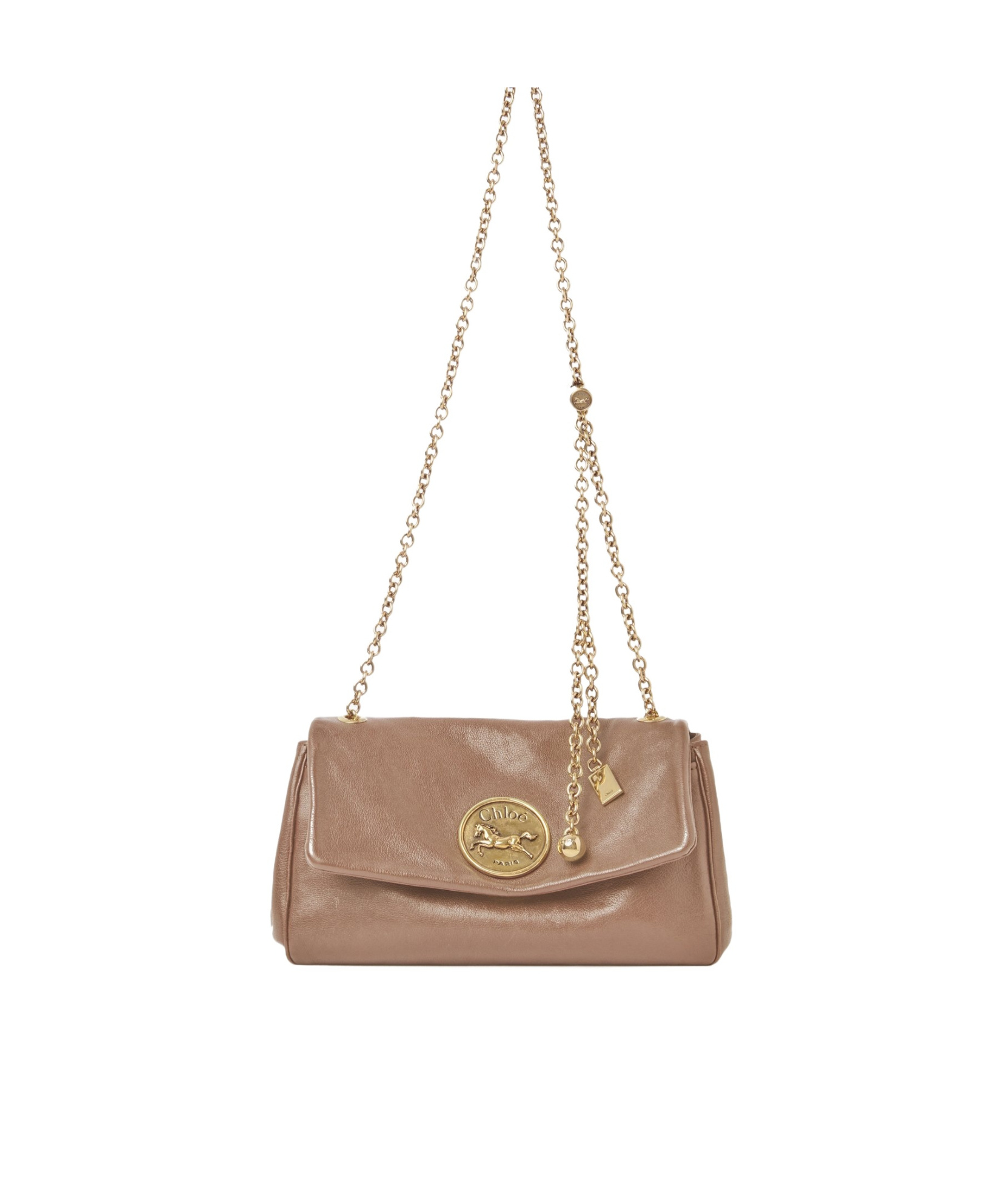 Chloé Heritage Shoulder Bag In Grained Leather In Brown