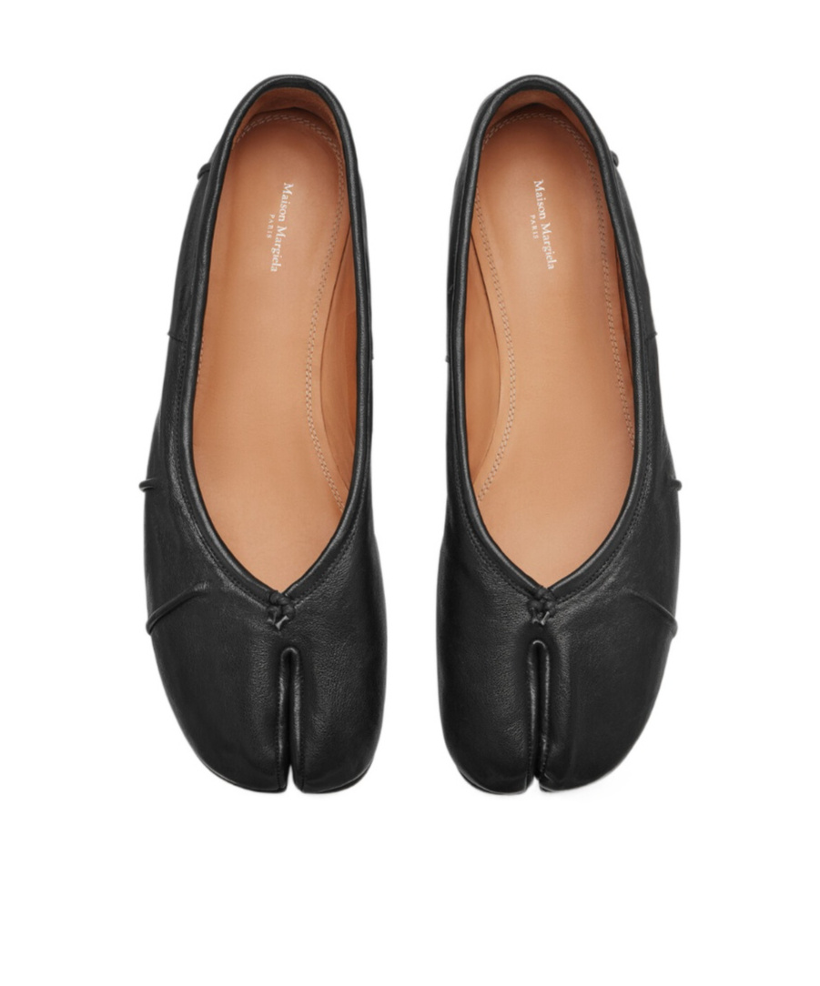Maison Margiela Tabi Leather Split-toe Ballerina Flats In Black