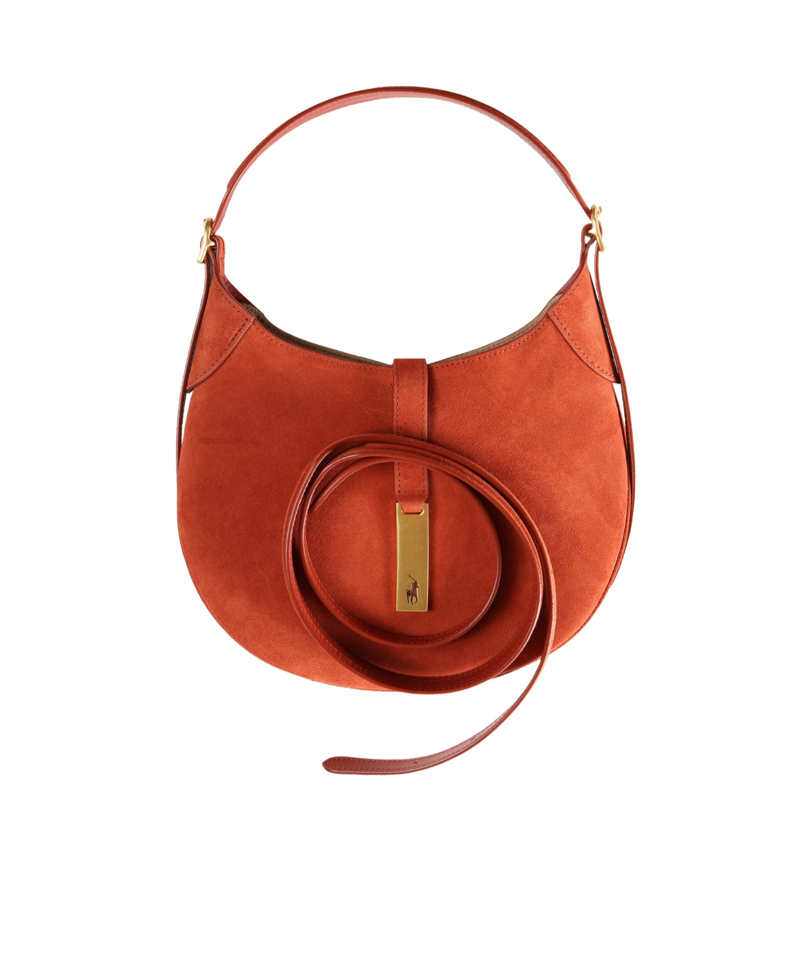 Polo Ralph Lauren Women Id Suede Small Shoulder Bag In Orange