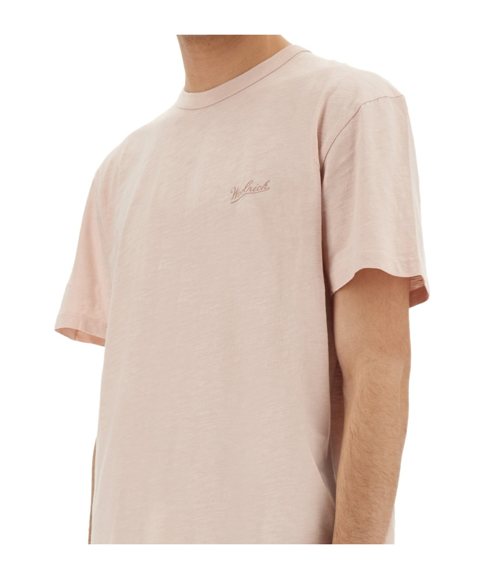 Woolrich Flamed Cotton T Shirt In Pink