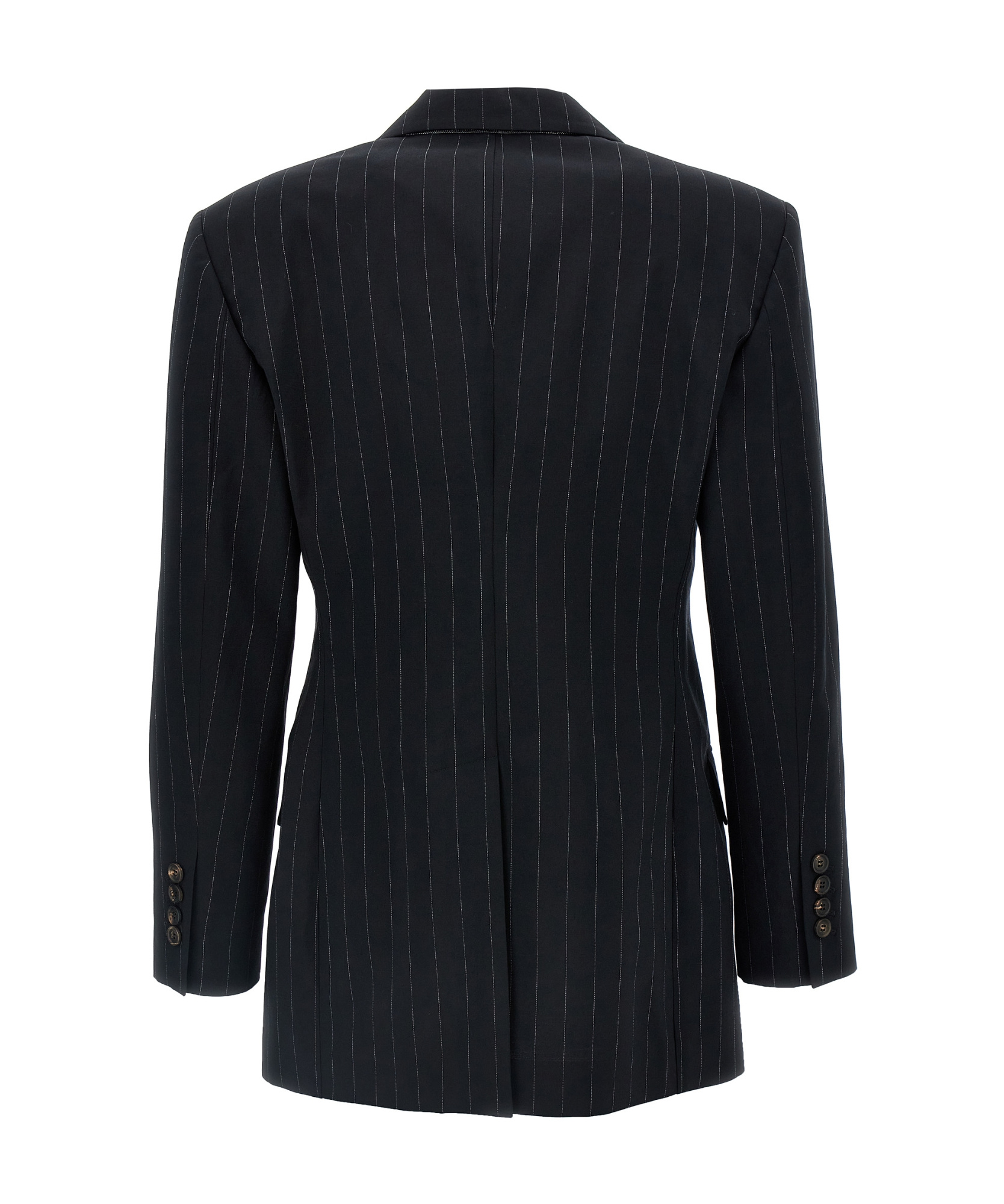 Brunello Cucinelli Black Pinstriped Double-breasted Blazer In Black