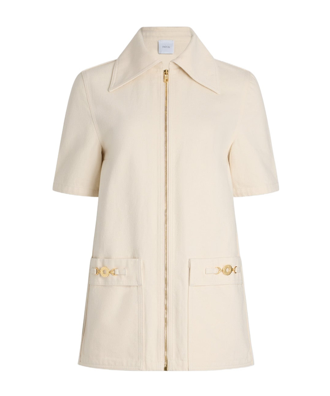 Patou Beige Zipped Denim Mini Dress