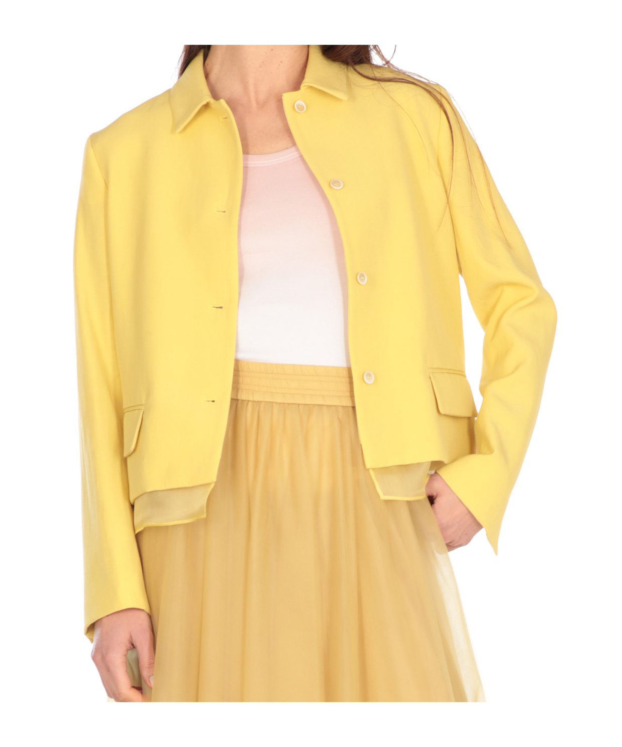 Fabiana Filippi Long Sleeved Buttoned Jacket In Yellow