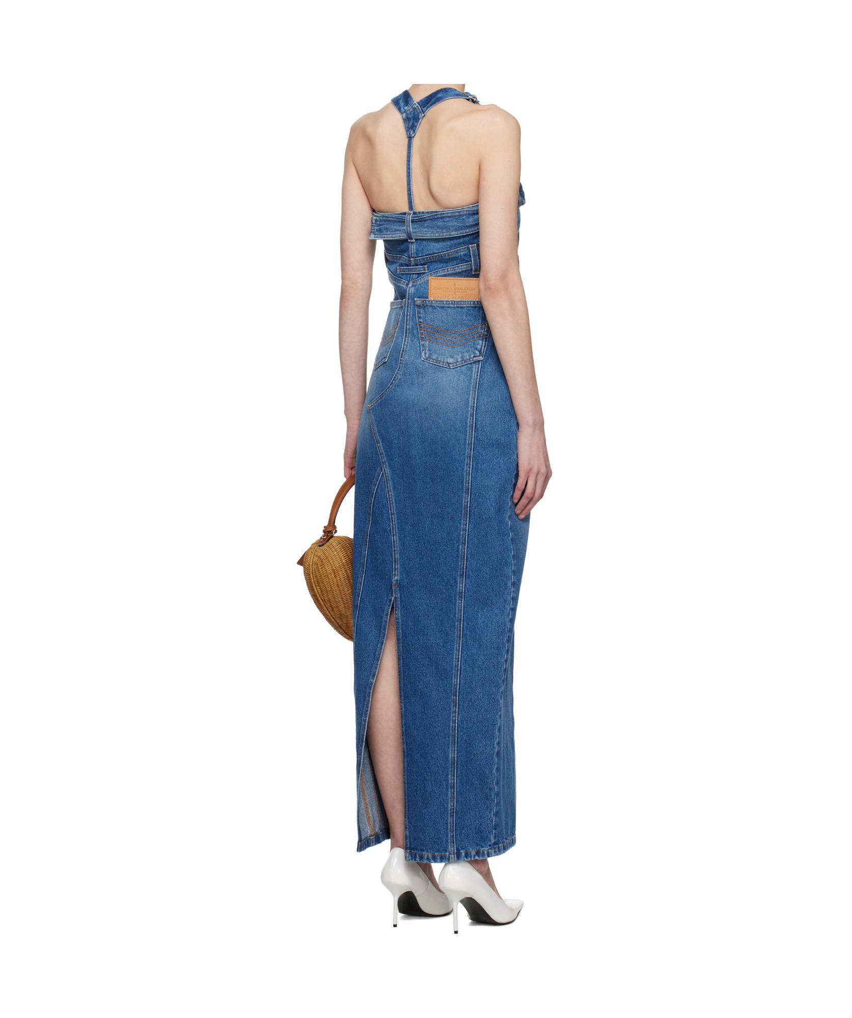 Jean Paul Gaultier Denim Maxi Dress In Blue