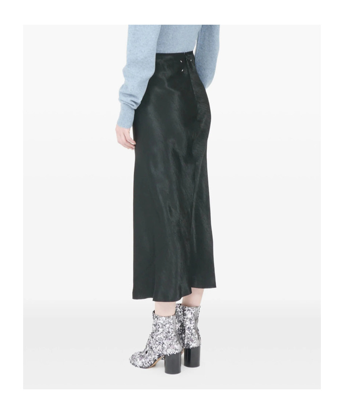 Maison Margiela Midi A-line Satin Skirt High Waist In Black