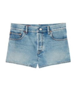 Gucci Regular Denim Shorts With Horsebit In Blue