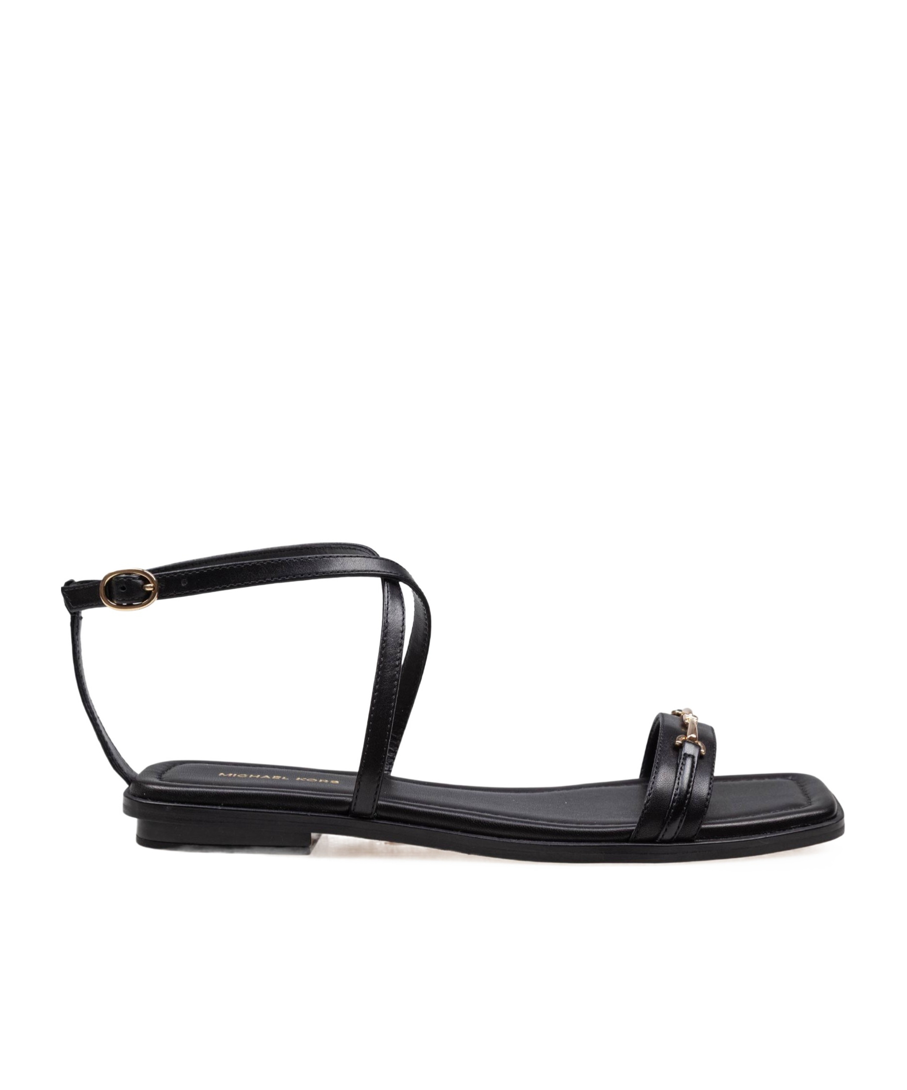 Michael Kors Sandal Lena Flat In Black Leather In Black