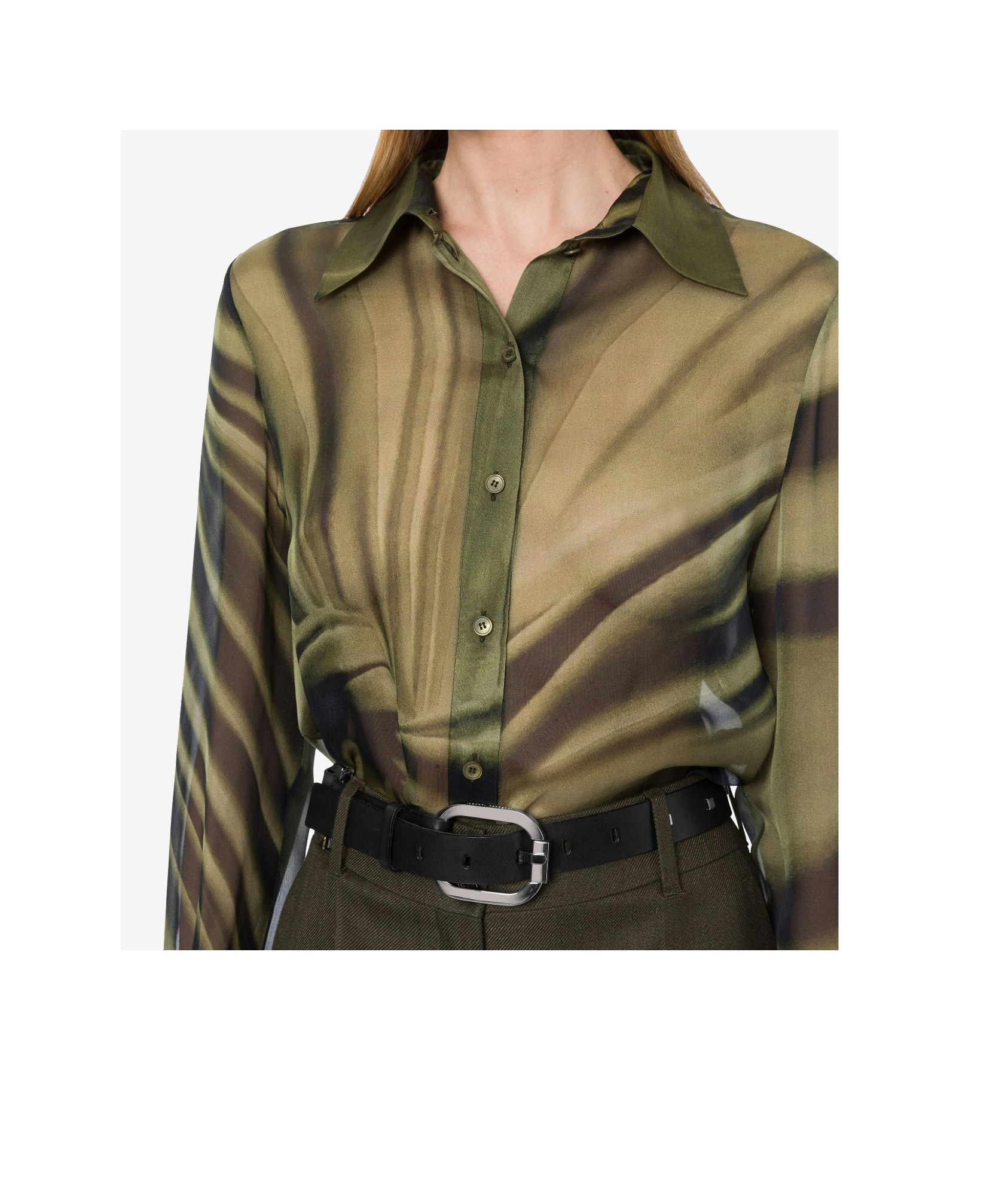 Alberta Ferretti Abstract-print Silk Shirt In Nude