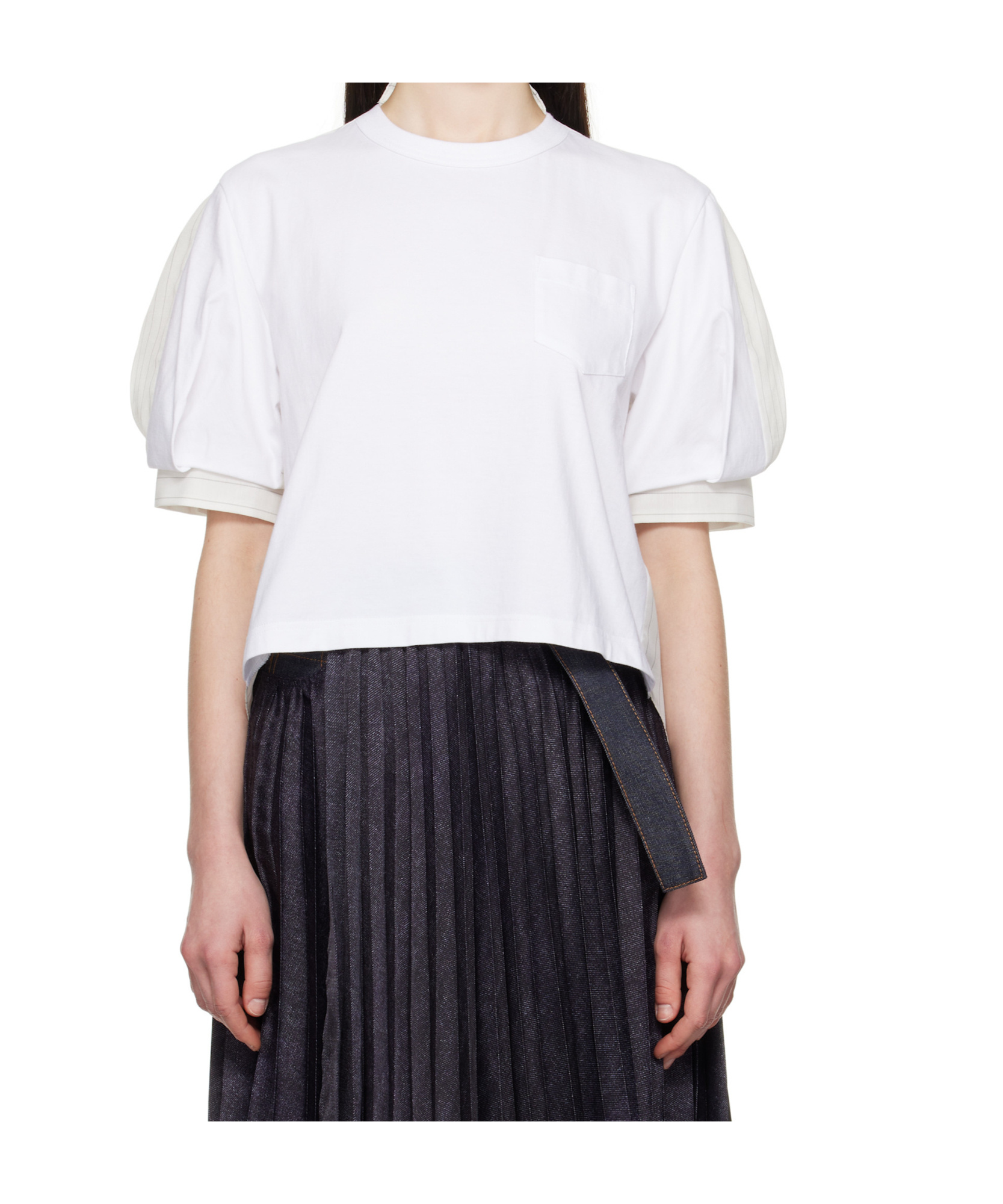 Sacai White Organza T-shirt In White