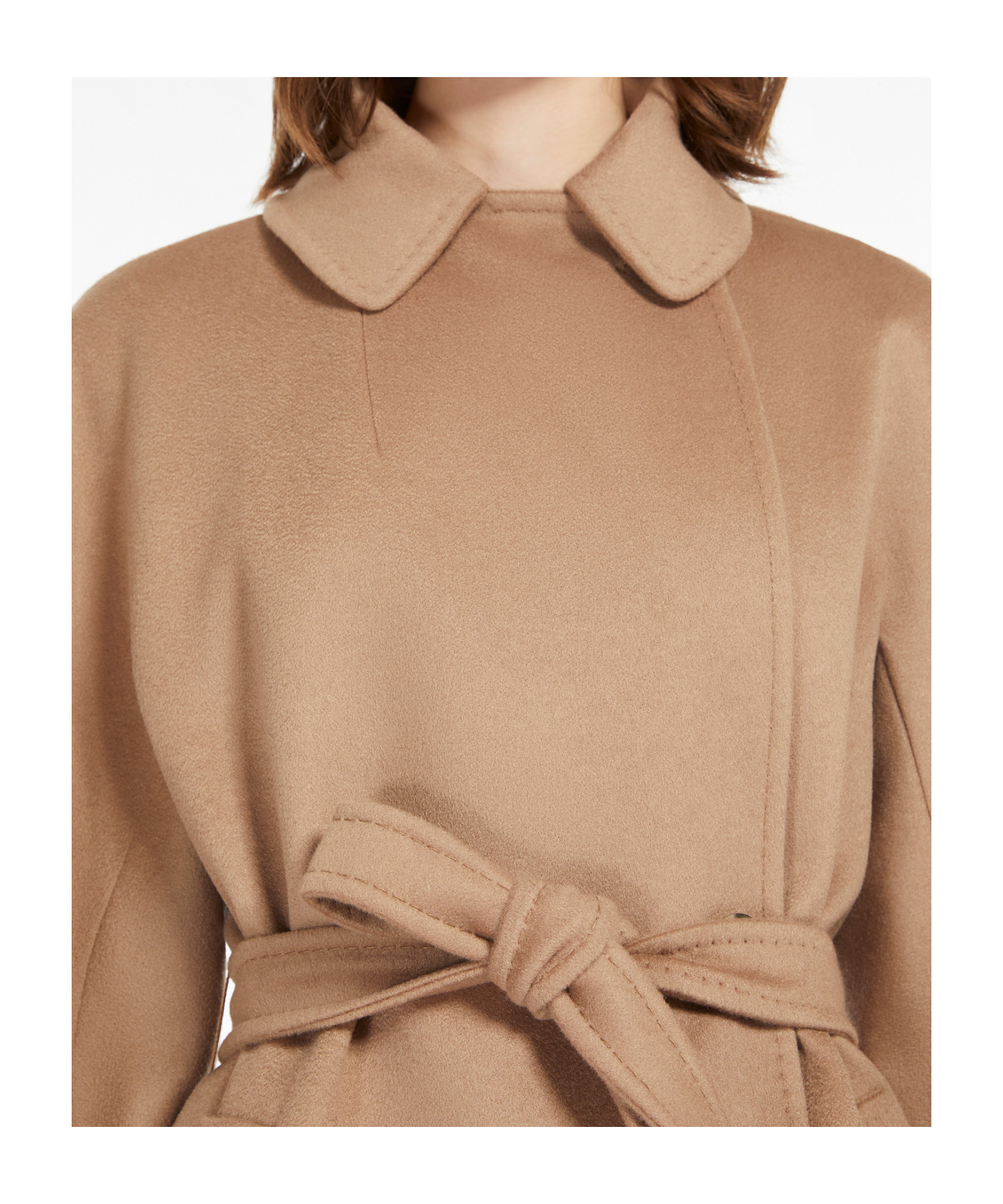 Weekend Max Mara Cascia Cashmere Coat With Belt In Nude