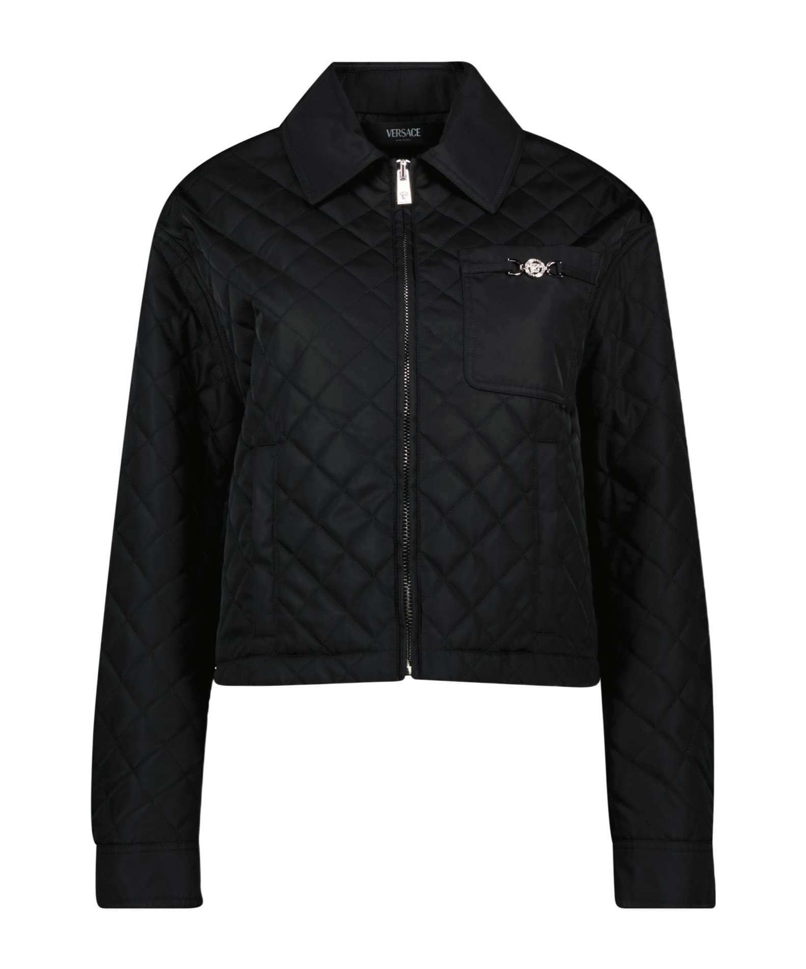 Versace Quilted Puffer Jacket In Black