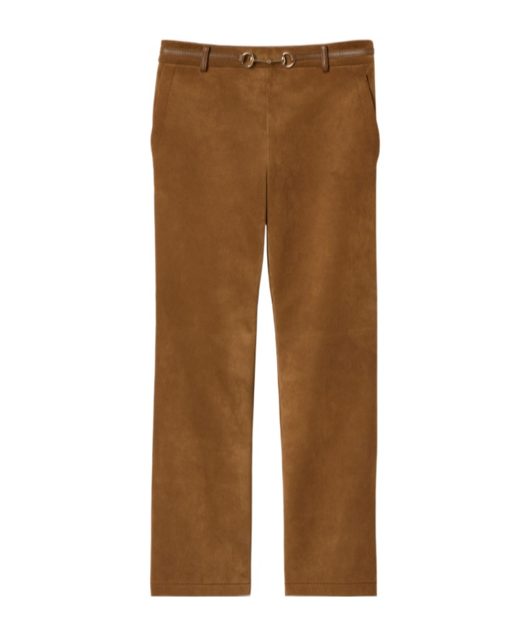 Gucci Horse Collar Button-down Trousers In Brown