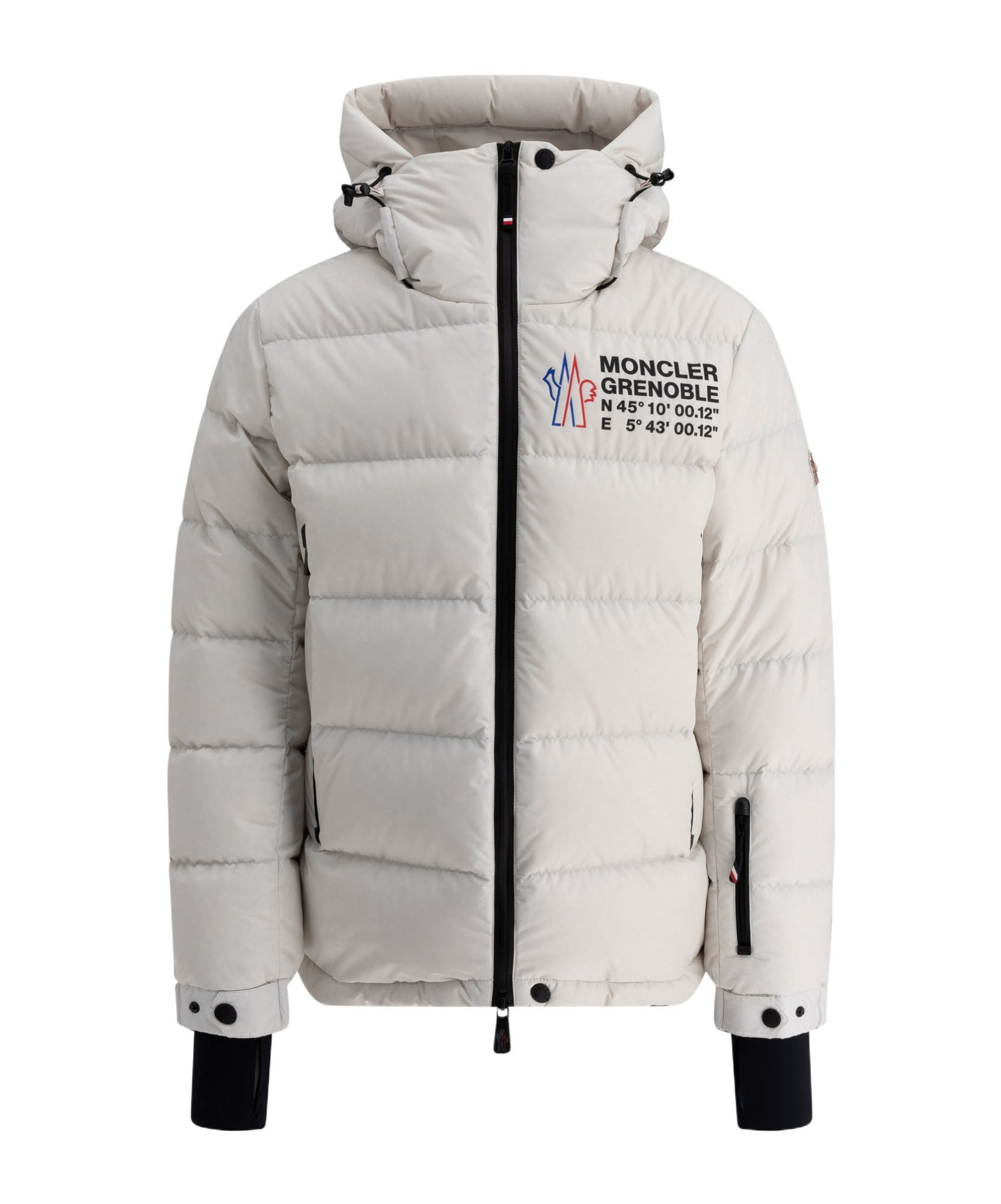 Moncler 'pramint' White Technical Nylon Down Jacket In Gray