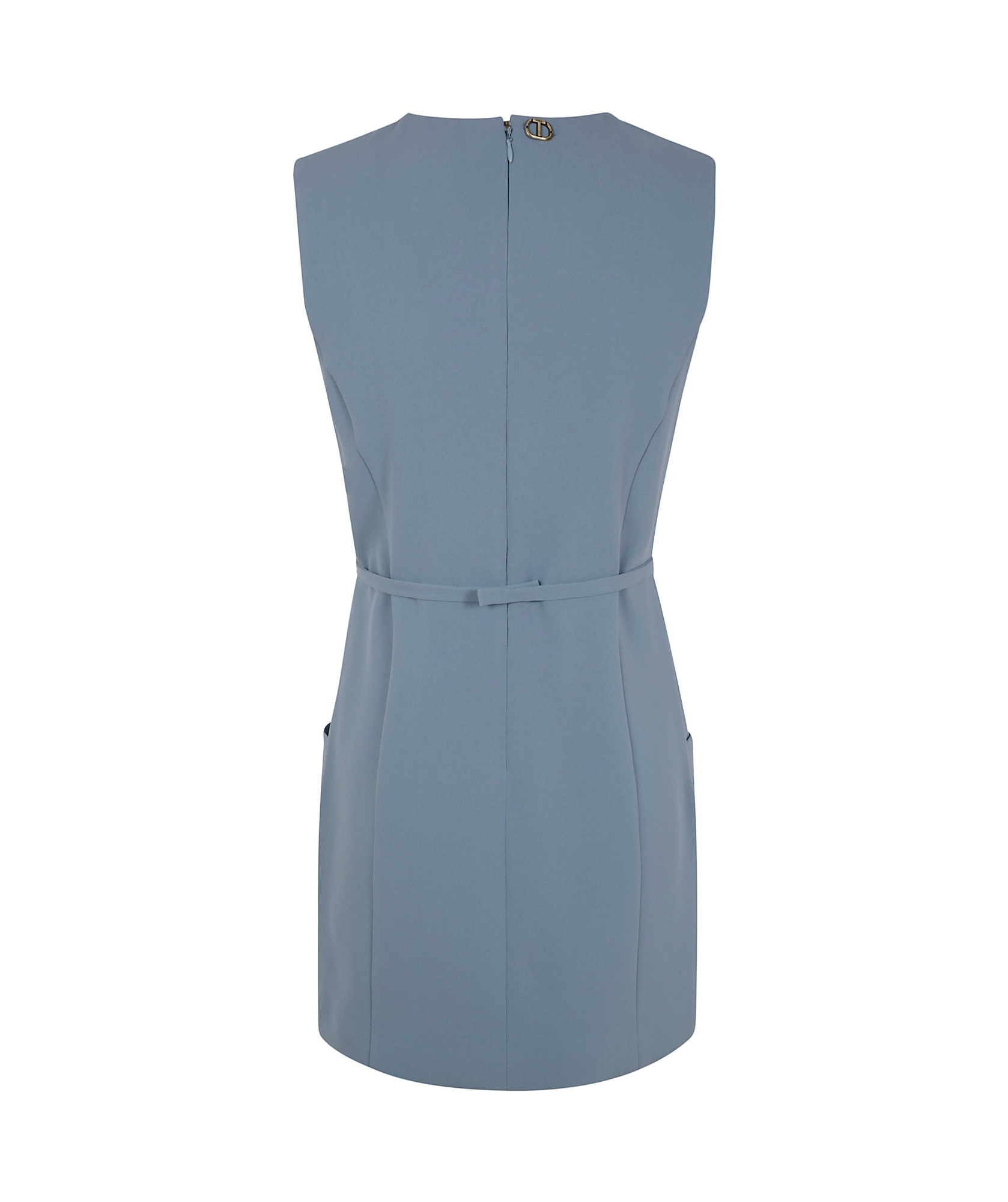 Shop Twinset Belted Mini Dress In Gray