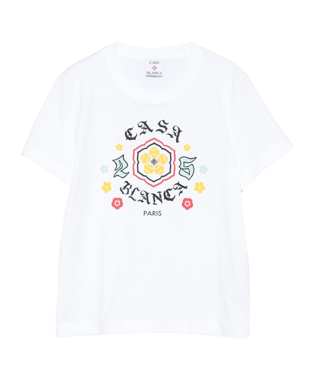 Casablanca Graphic Print Crew Neck Short Sleeve Top In White