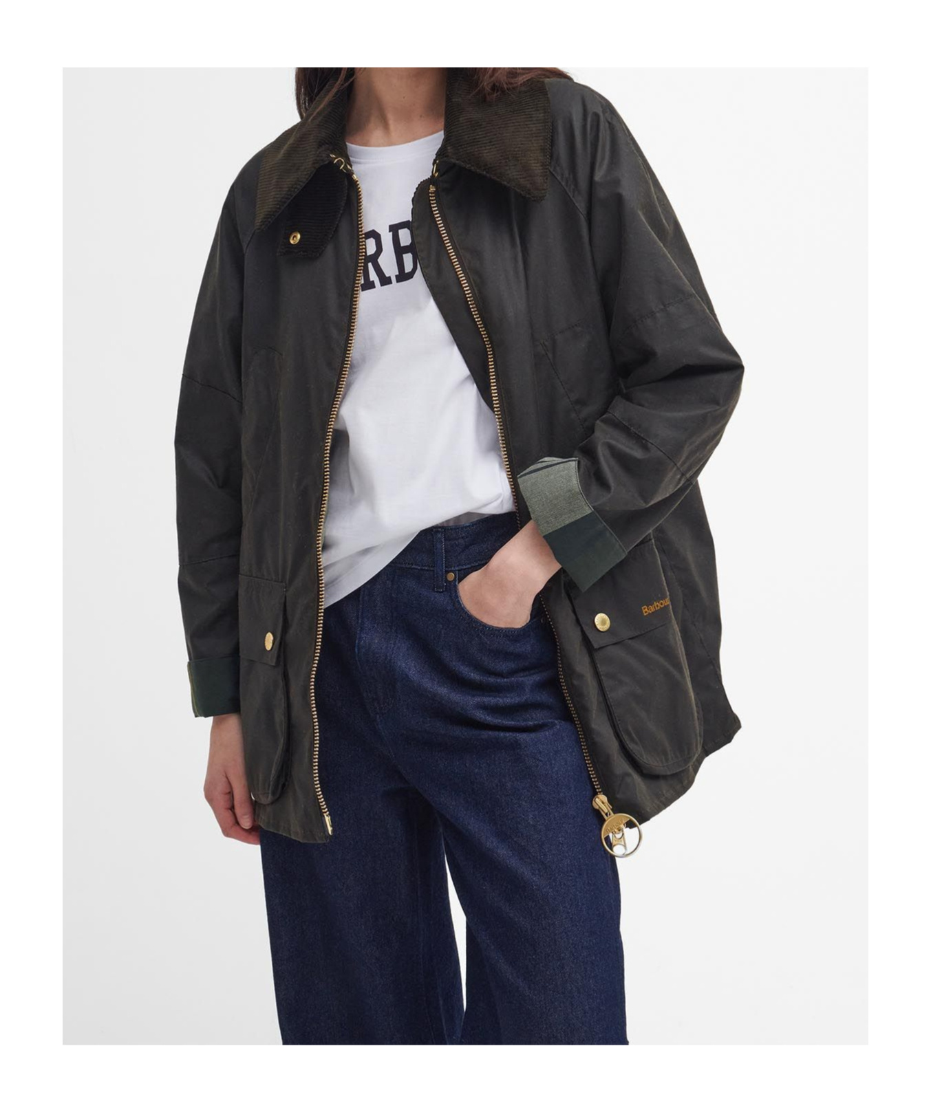 Barbour Allerstone Jacket Corduroy Collar In Black
