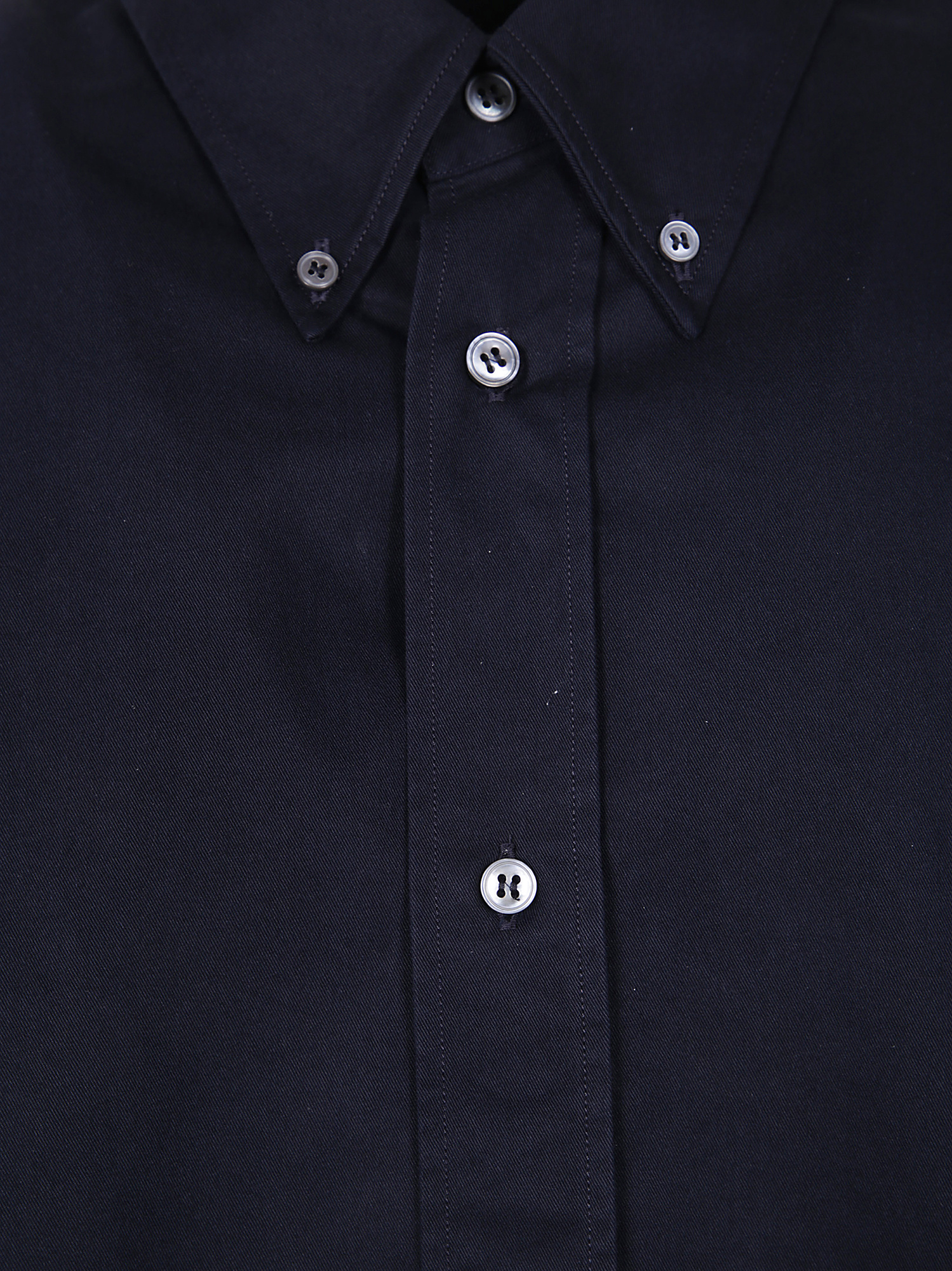 Studio Nicholson Collared Shirt With Buttoned Cuffs And Curved Hem In Black