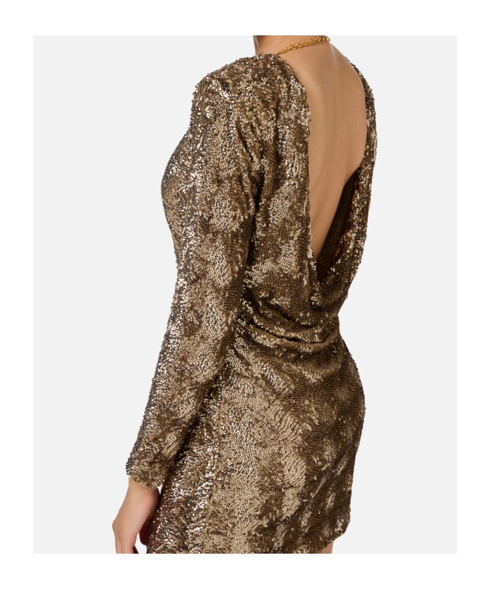 Elisabetta Franchi Sequin-embellished Tulle Mini Dress In Brown