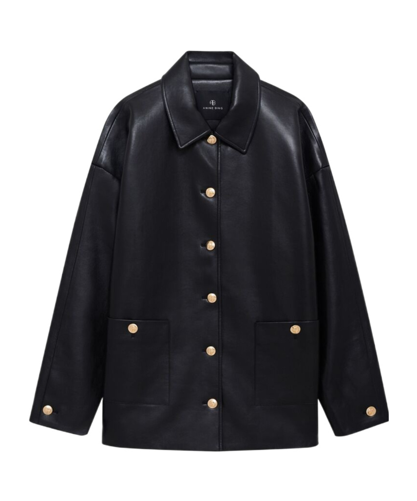 Anine Bing Regenerated Leather Luca Jacket In Black
