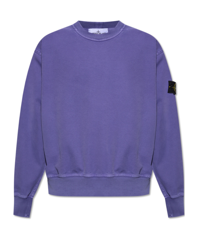 Stone Island Mens Lavender Logo-badge Crewneck Cotton-knit Jumper In Purple