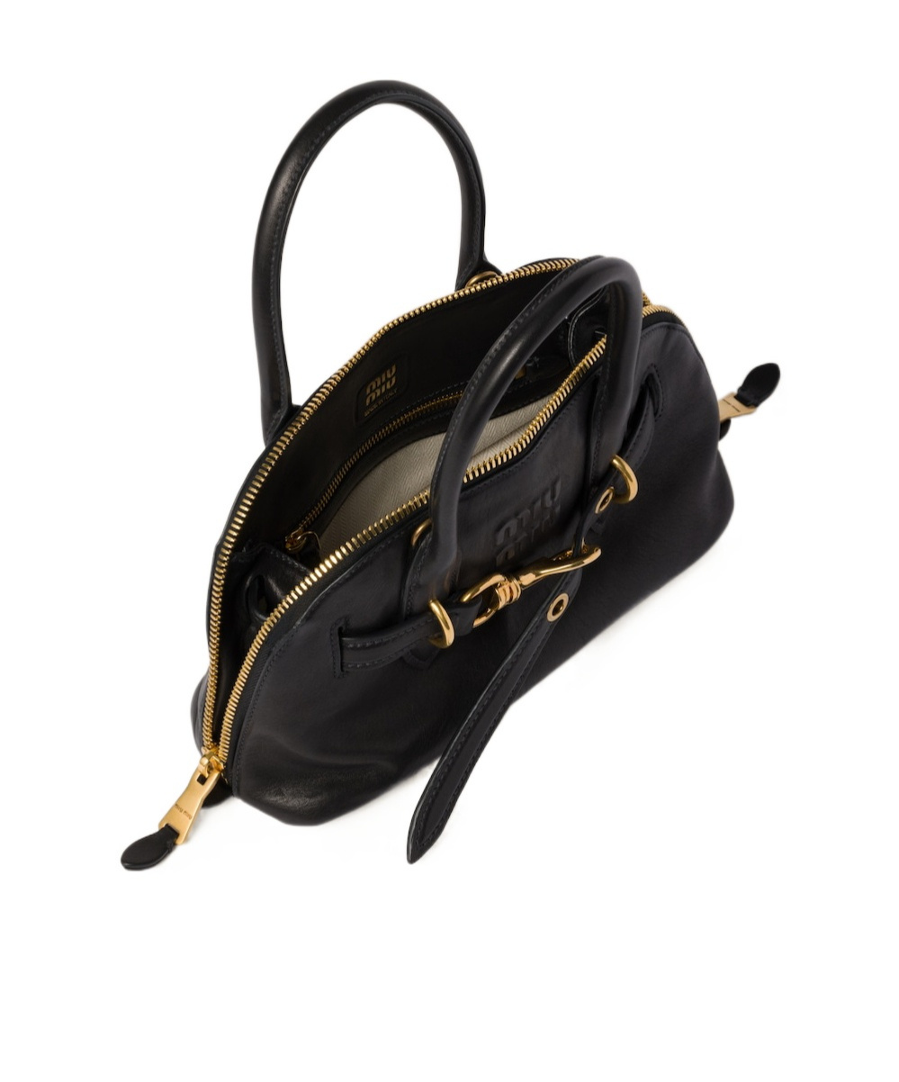 Miu Miu Aventure Nappa Leather Top-handle Bag In Black