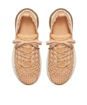 Tory Burch Good Luck Woven Trainer In Nude