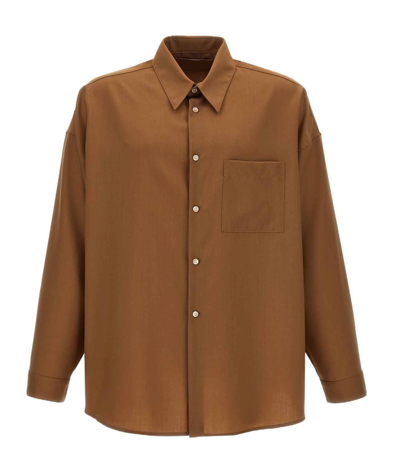 Marni Classic-collar Virgin Wool Shirt In Brown