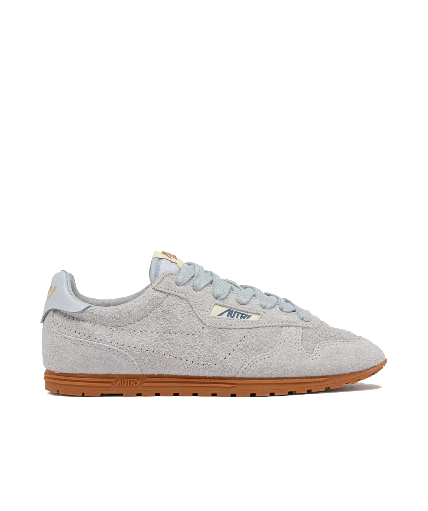 Autry Windspin Low Suede Sneakers With Ultra-flat Sole In Gray