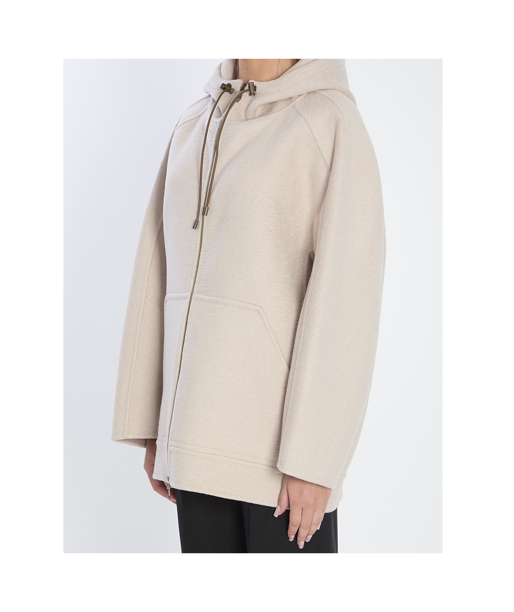 Max Mara Long-sleeved Sweatshirt Jacket In Neutral