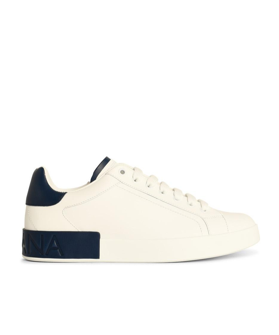 Dolce & Gabbana White Leather Portofino Sneakers In White