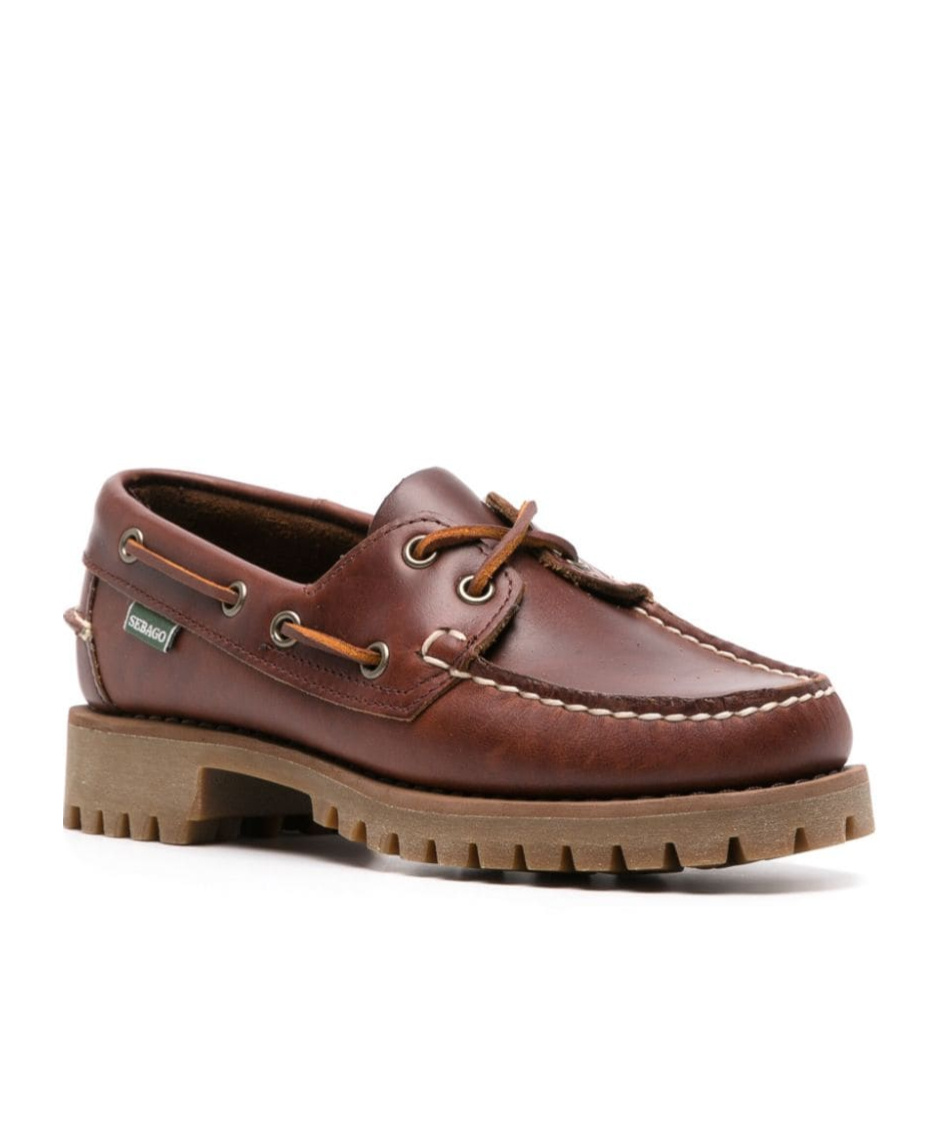 Sebago Ranger Waxy Leather Moccasins In Brown