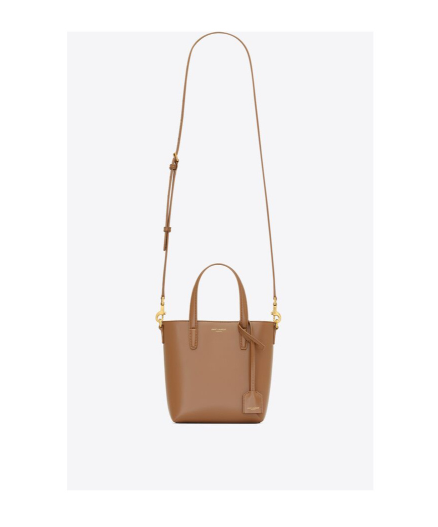 Saint Laurent Mini Toy Shopping Tote Bag In Brown