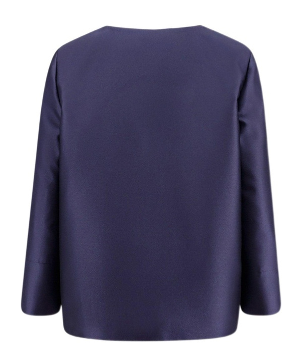 Alberta Ferretti Satin Jacket In Blue