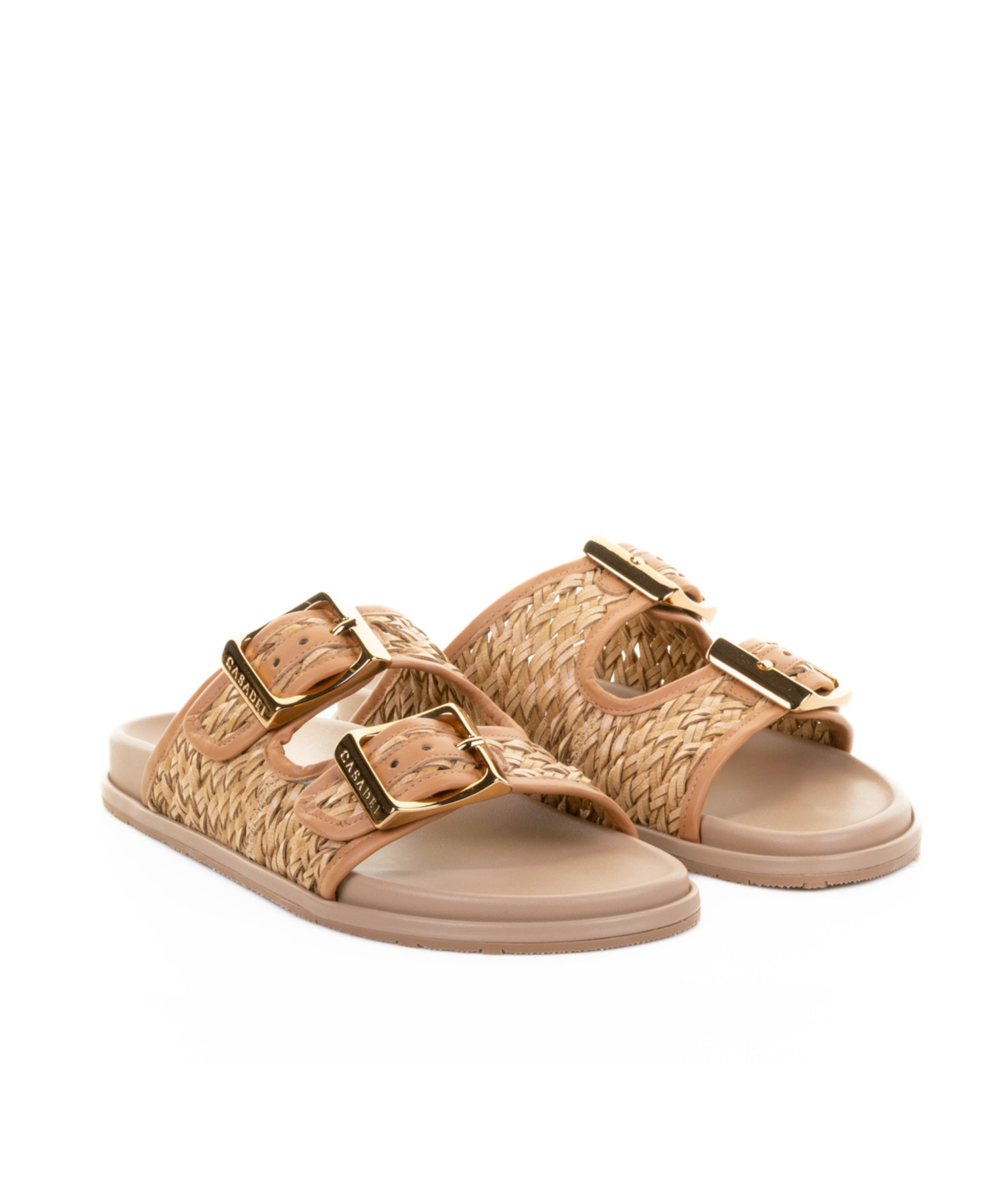 Casadei Birky Woven Double-buckle Sandals In Brown