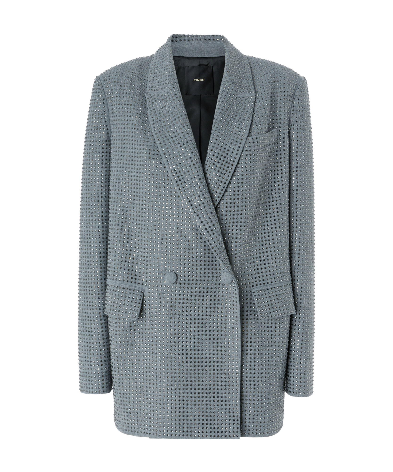 Shop Pinko Rhinestone-embellished Blazer In Gray