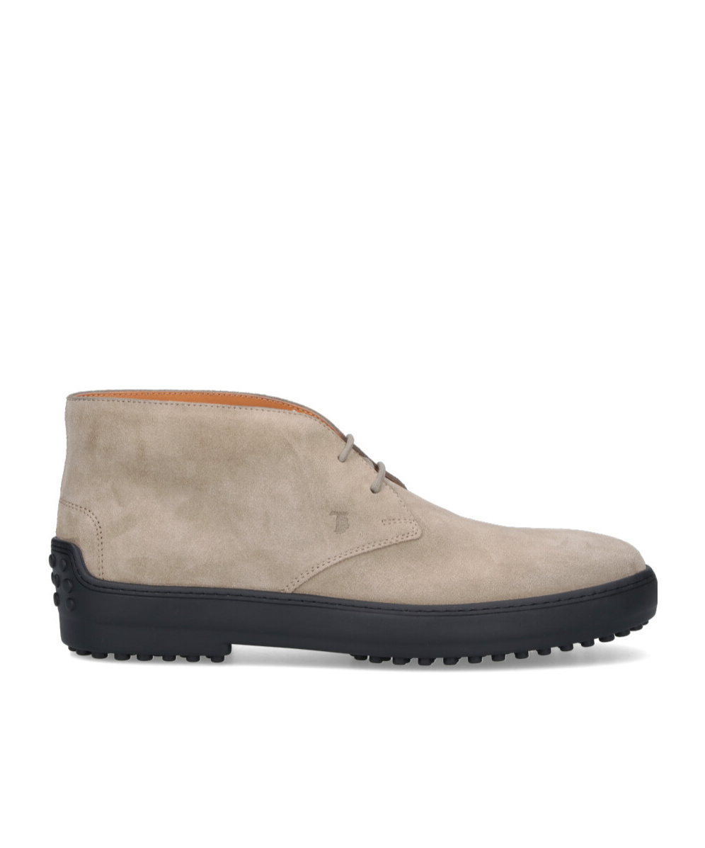 Tod's Suede Ankle Boots With Textured Rubber Sole In Brown