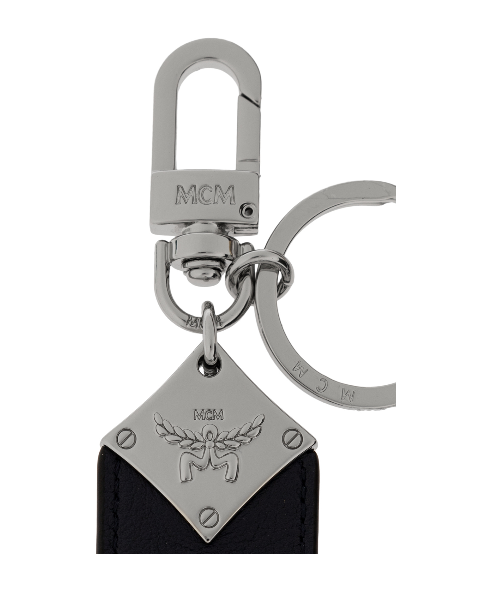 Mcm Leather Key Chain In Black
