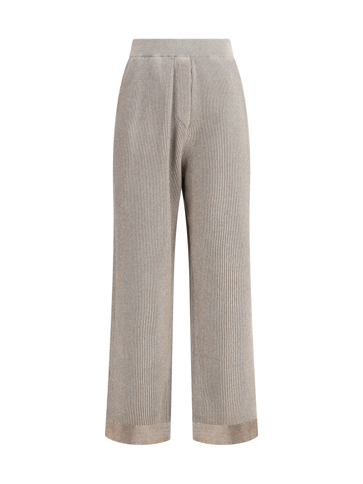 Brunello Cucinelli Ribbed Lurex Pants Elasticized Waistband In Gray