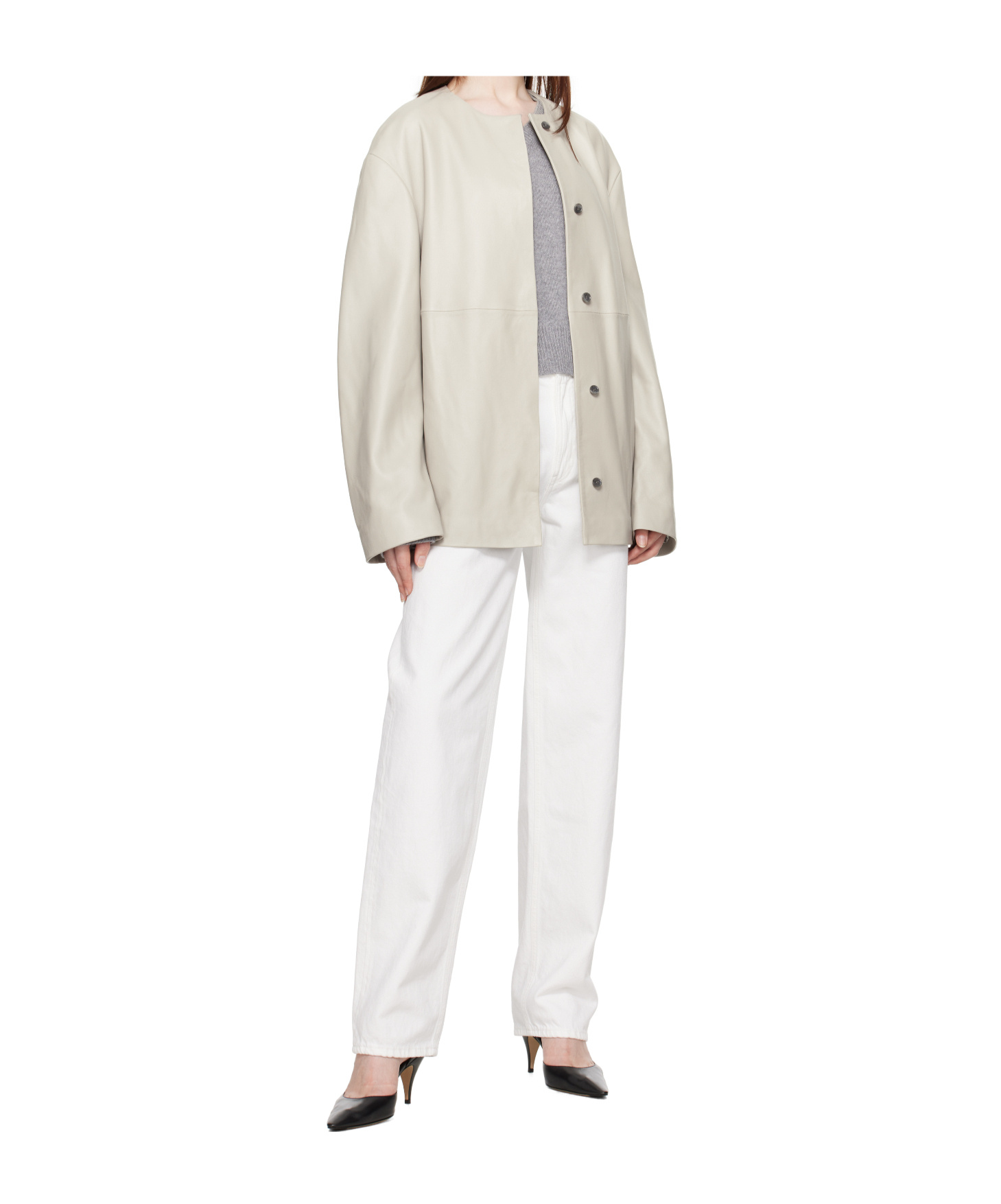 Loulou De Saison Atalia Leather Jacket In Neutral