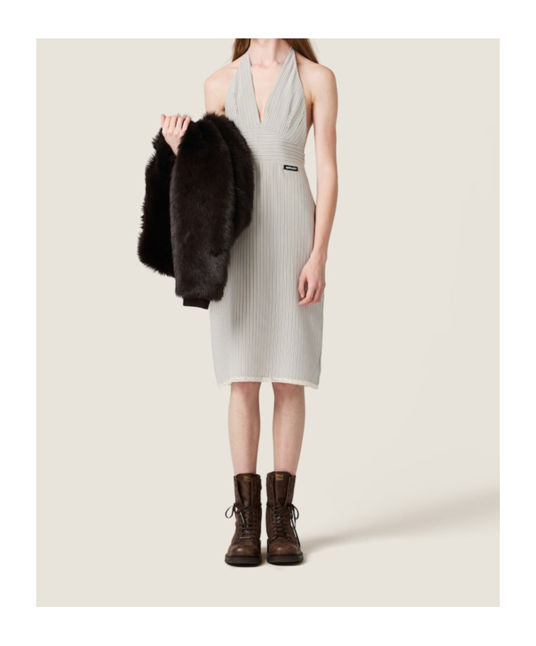 Miu Miu Crêpe De Chine Dress In White