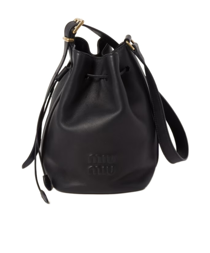 Miu Miu Leather Bucket Bag In Black