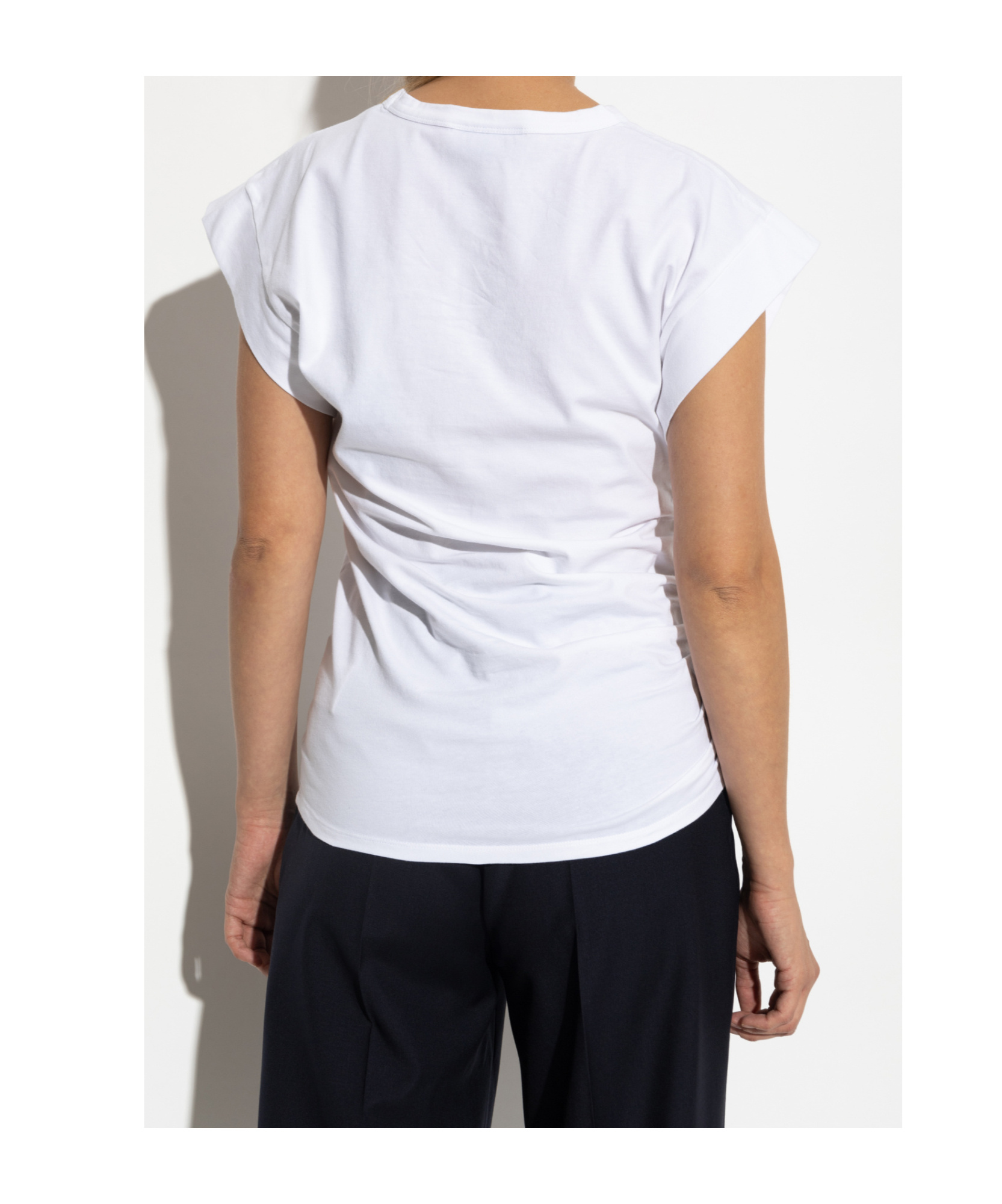 Officine Generale Ruched-detail Short-sleeve T-shirt In White