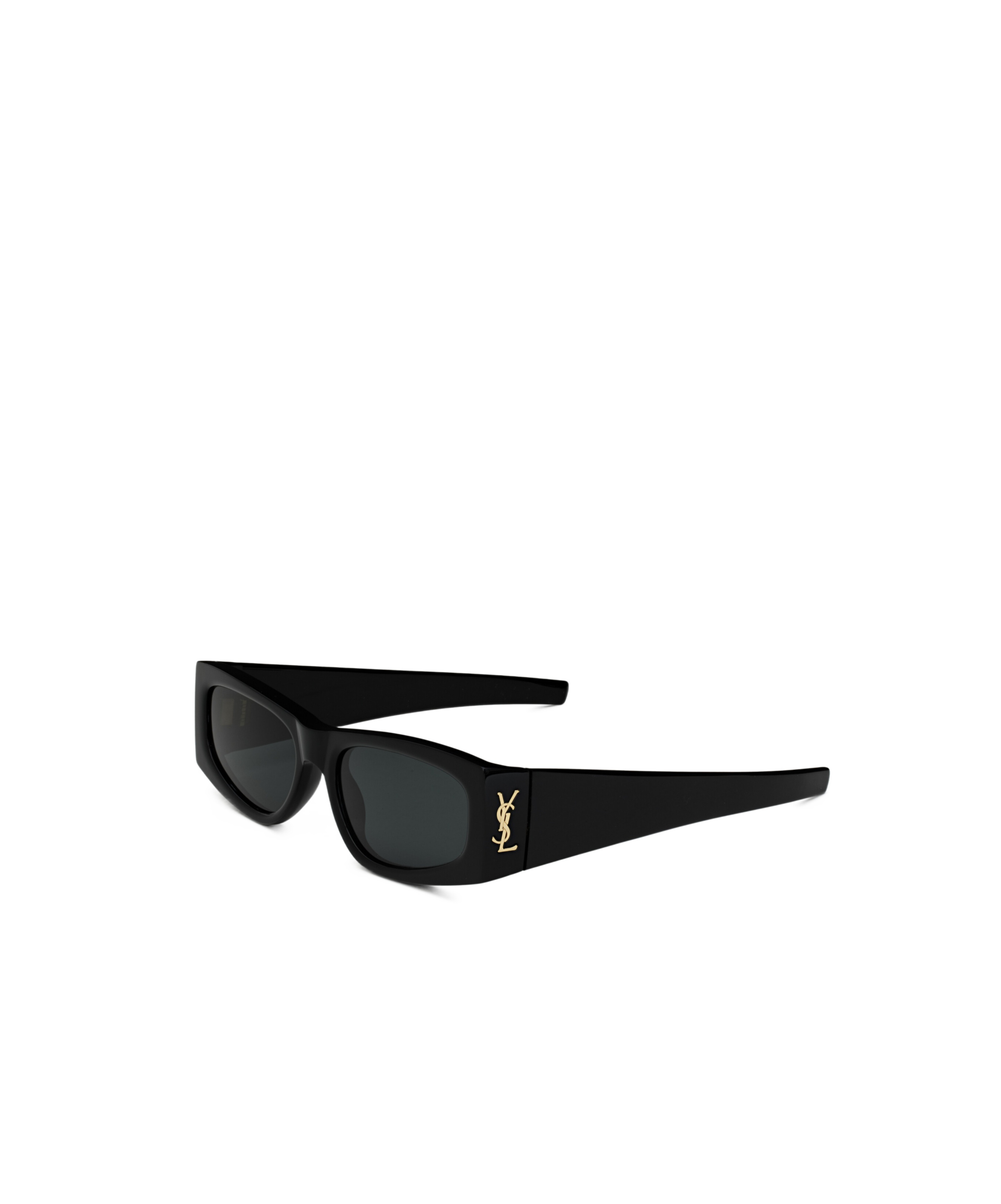 Saint Laurent Logo Rectangle-framed Sunglasses In Black