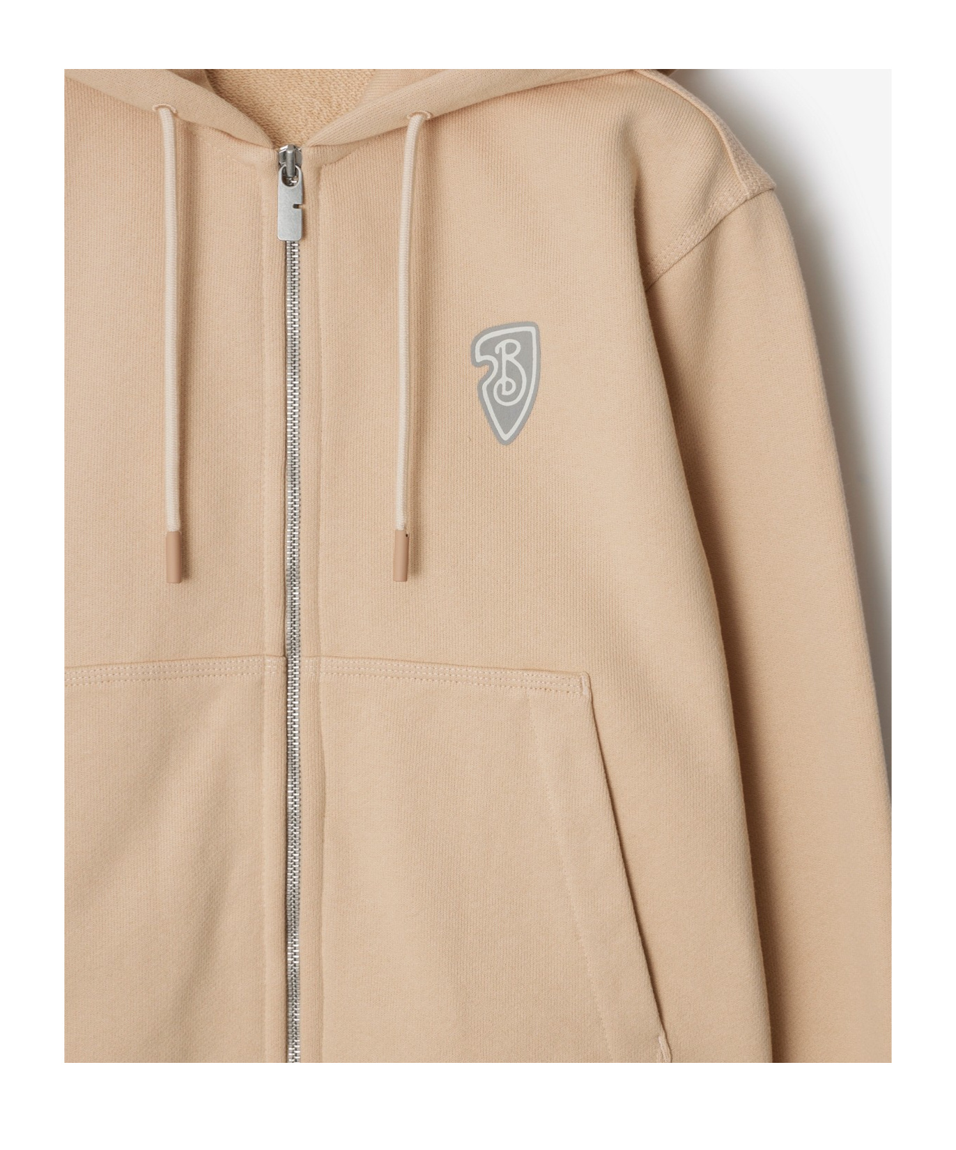 Burberry Beige Cotton Hoodie With Knight Illustration In Nude