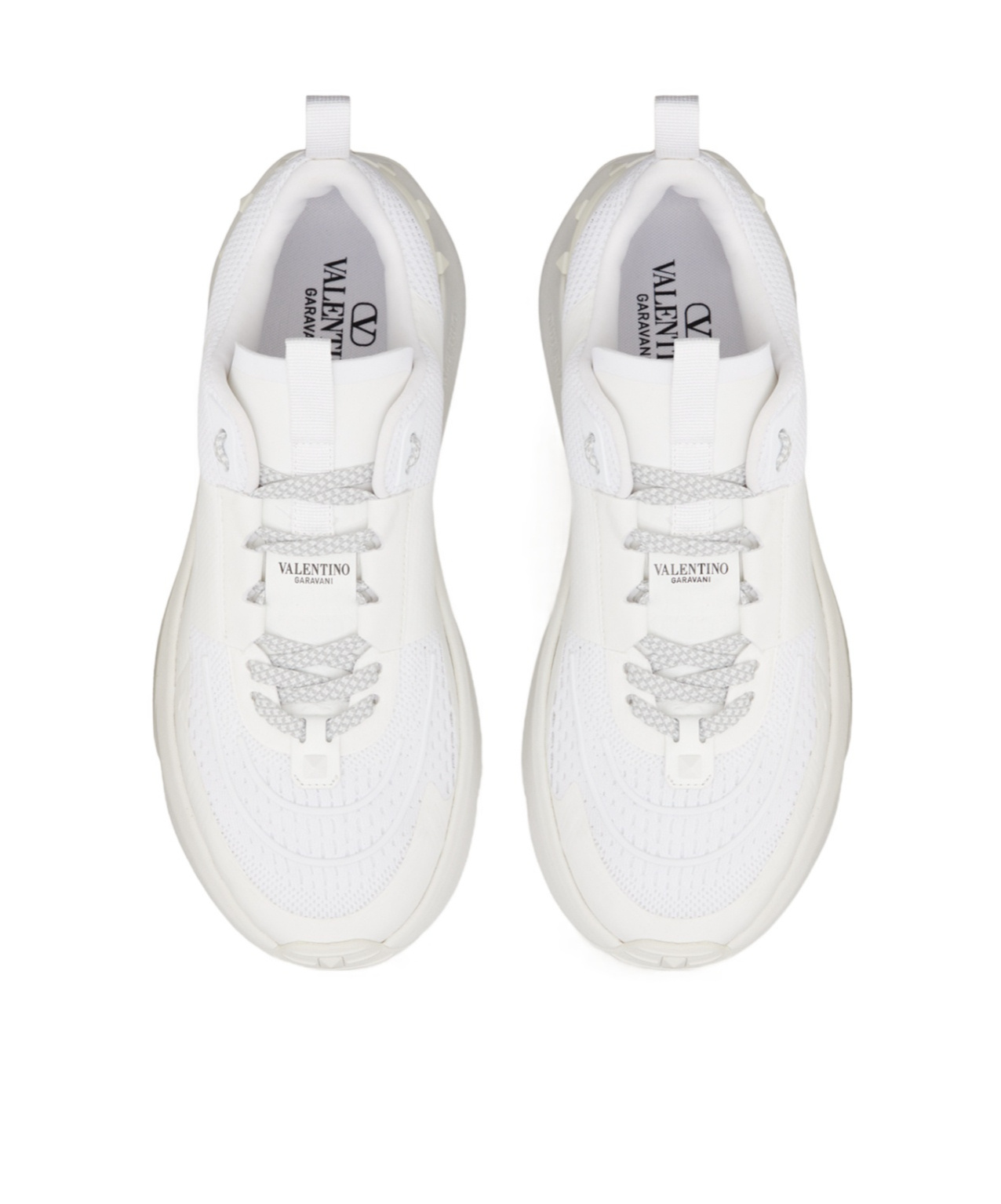 Valentino White Fabric And Mesh True Act Sneakers In White