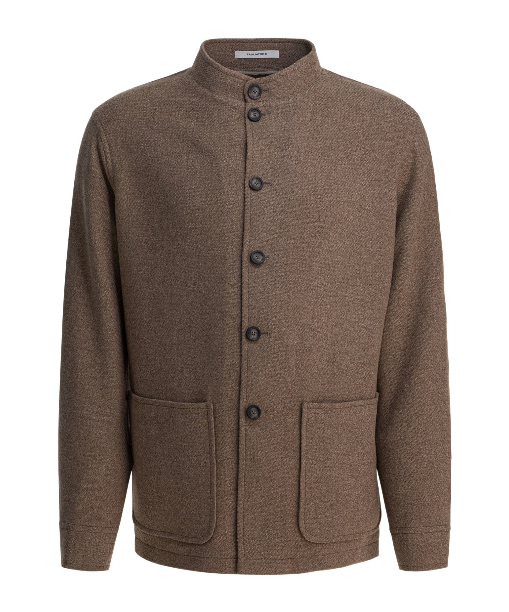 Tagliatore Stand Collar Long Sleeves Front Pockets Coat In Brown