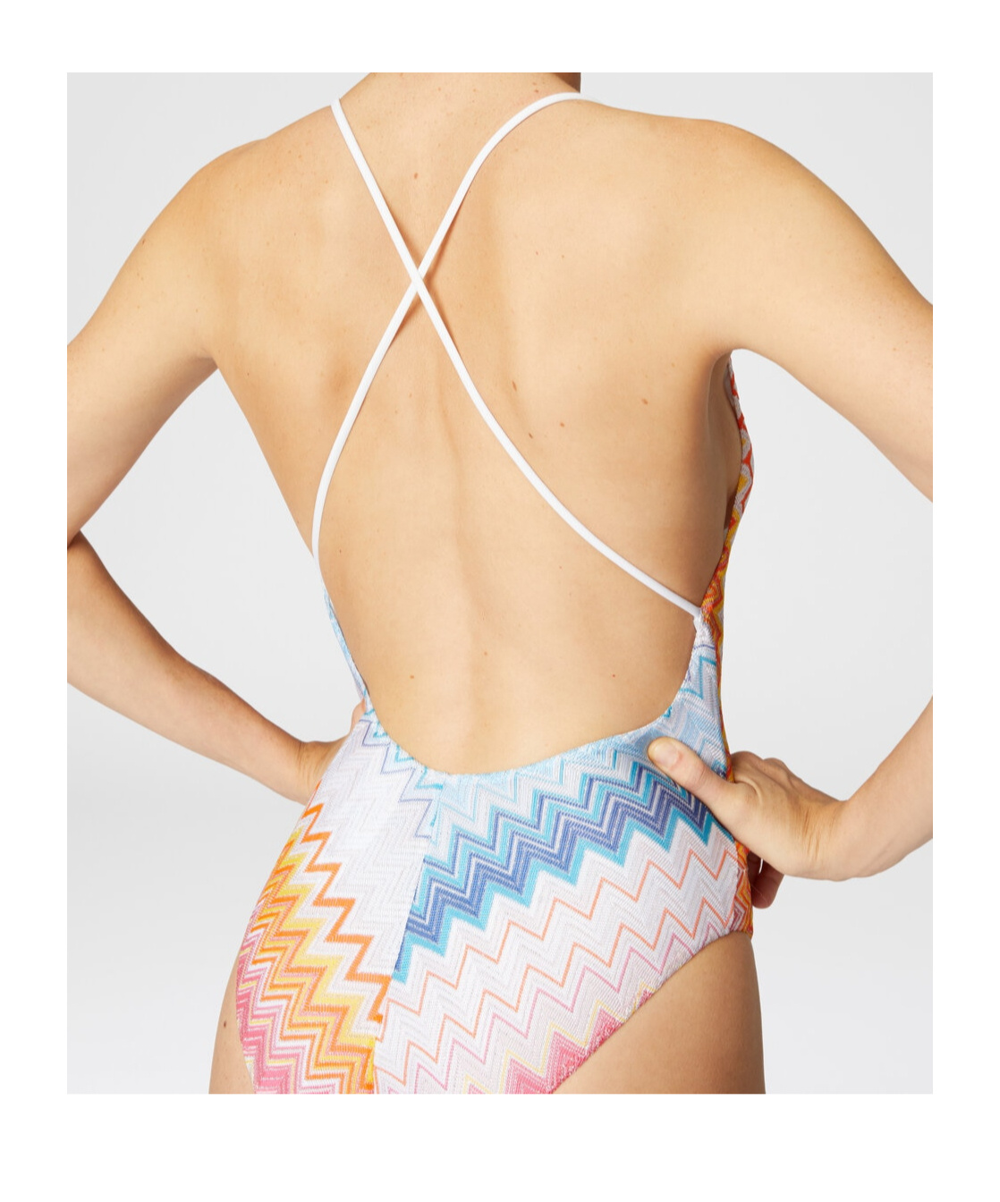 Missoni Shaded Chevron Plunge One-piece Swimsuit In White